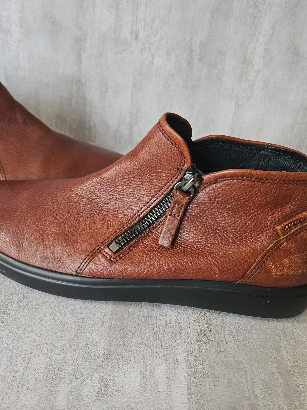ECCO Soft 7 Cognac Brown Leather Zip Ankle Booties Size 40 / US 9 - Picture 13 of 16